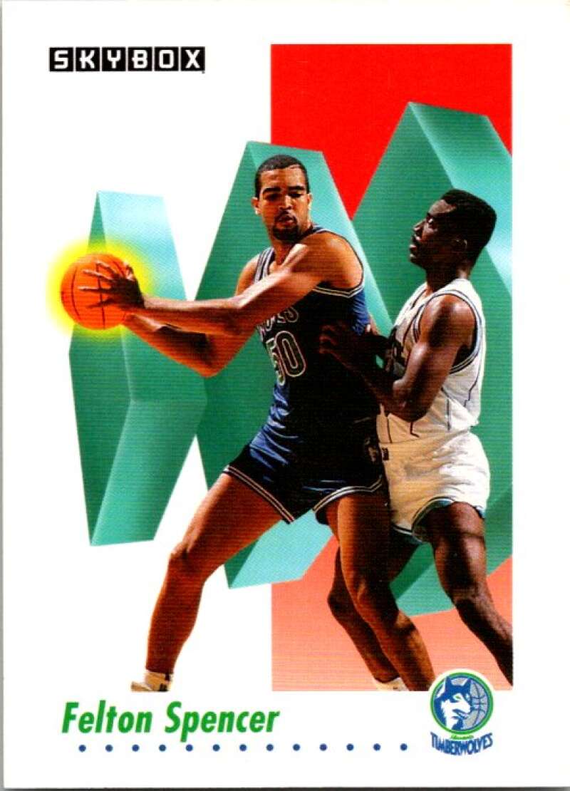 1991-92 SkyBox #174 Felton Spencer Minnesota Timberwolves V77133 Image 1