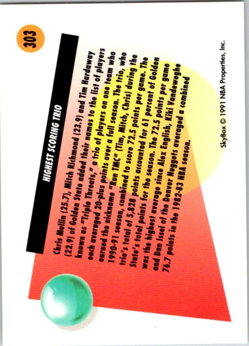 1991-92 SkyBox #303 Mitch Richmond/Tim Hardaway/Chris Mullin V77329 Image 2