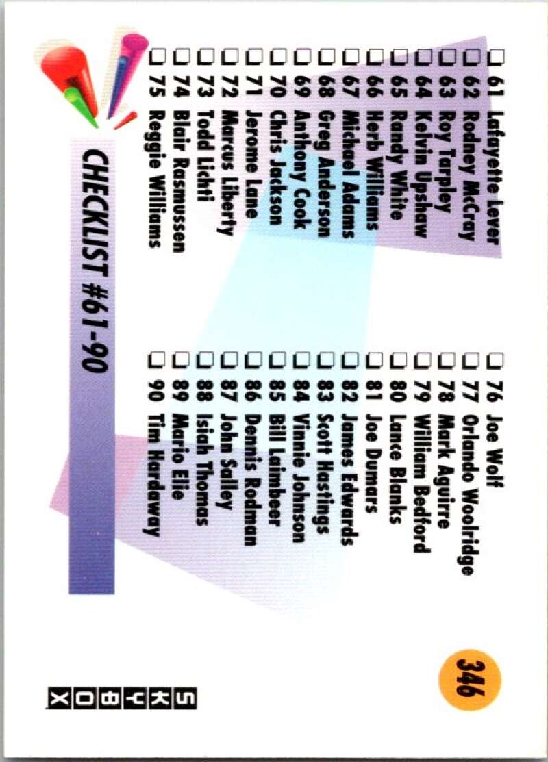 1991-92 SkyBox #346 Checklist 2 V77393 Image 1