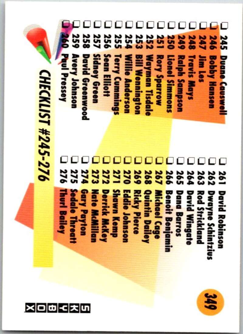 1991-92 SkyBox #349 Checklist 5 245-305 V77397 Image 1