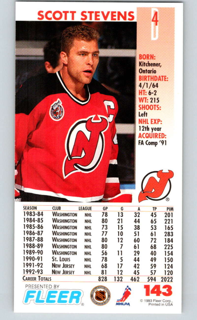 1993-94 PowerPlay #143 Scott Stevens New Jersey Devils V77686 Image 2
