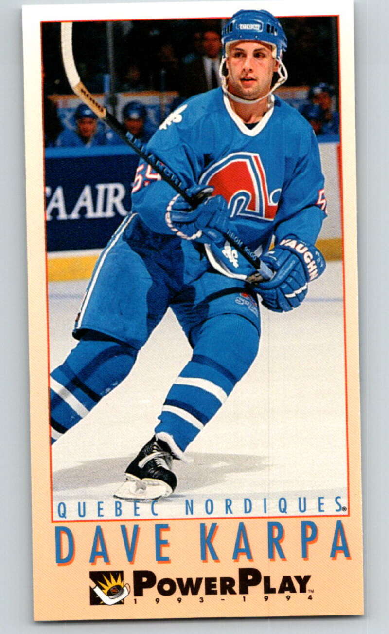 1993-94 PowerPlay #421 Dave Karpa Quebec Nordiques V78116 Image 1