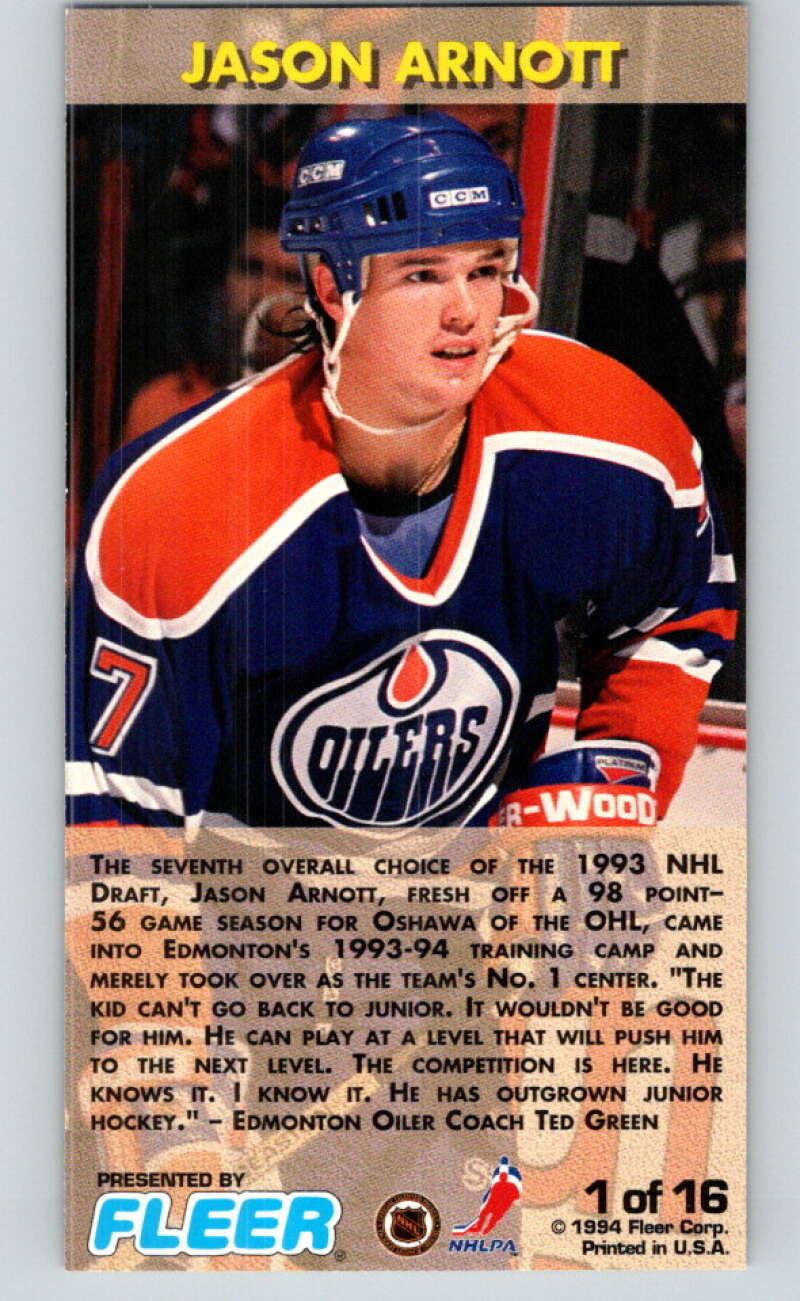 1993-94 PowerPlay Rookie Standouts #1 Jason Arnott V78249 Image 2