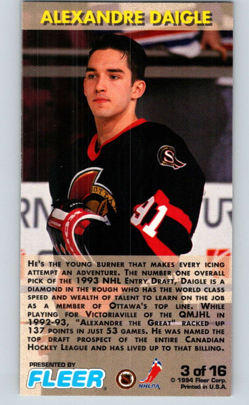 1993-94 PowerPlay Rookie Standouts #3 Alexandre Daigle V78251 Image 2