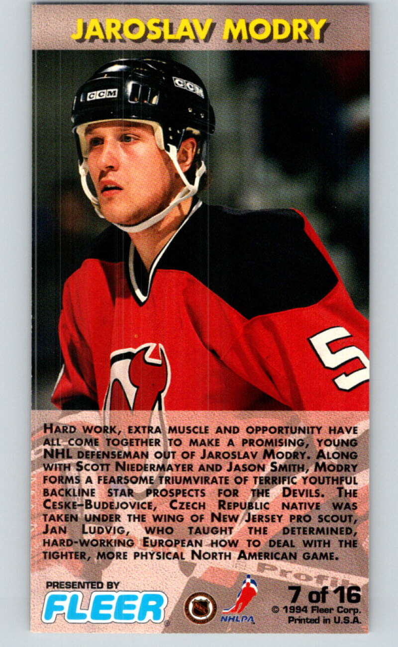 1993-94 PowerPlay Rookie Standouts #7 Jaroslav Modry V78252 Image 2