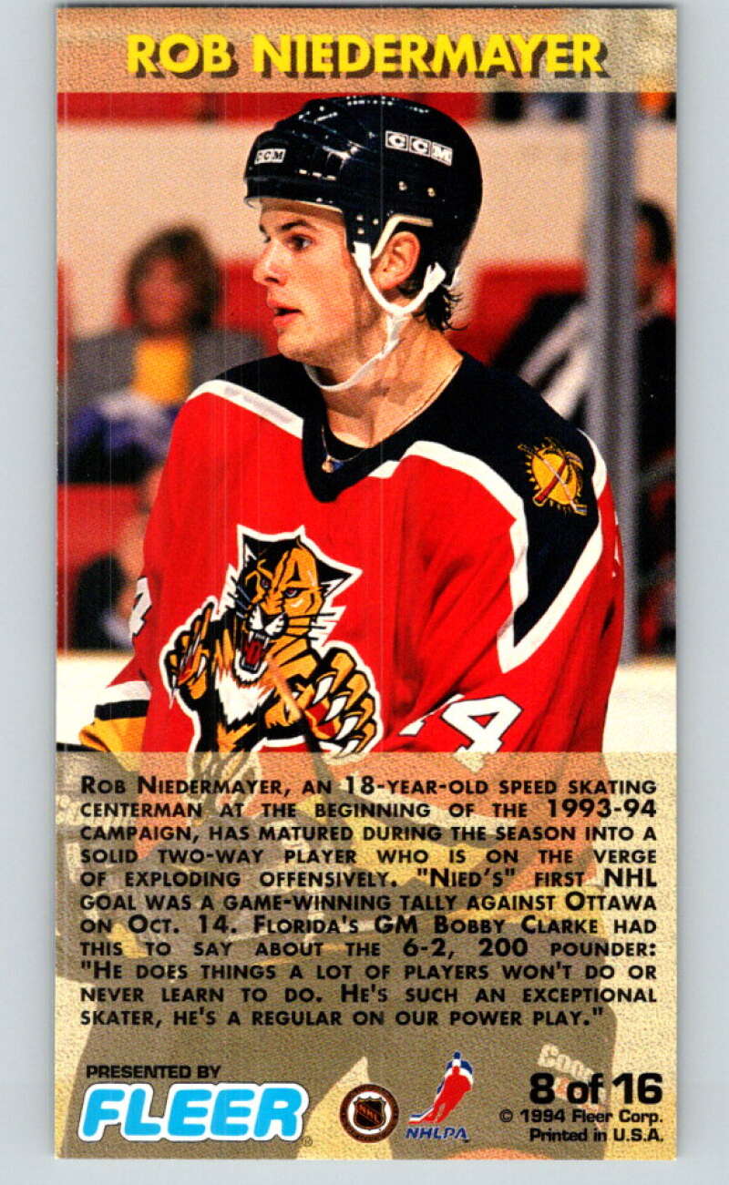 1993-94 PowerPlay Rookie Standouts #8 Rob Niedermayer V78253 Image 2