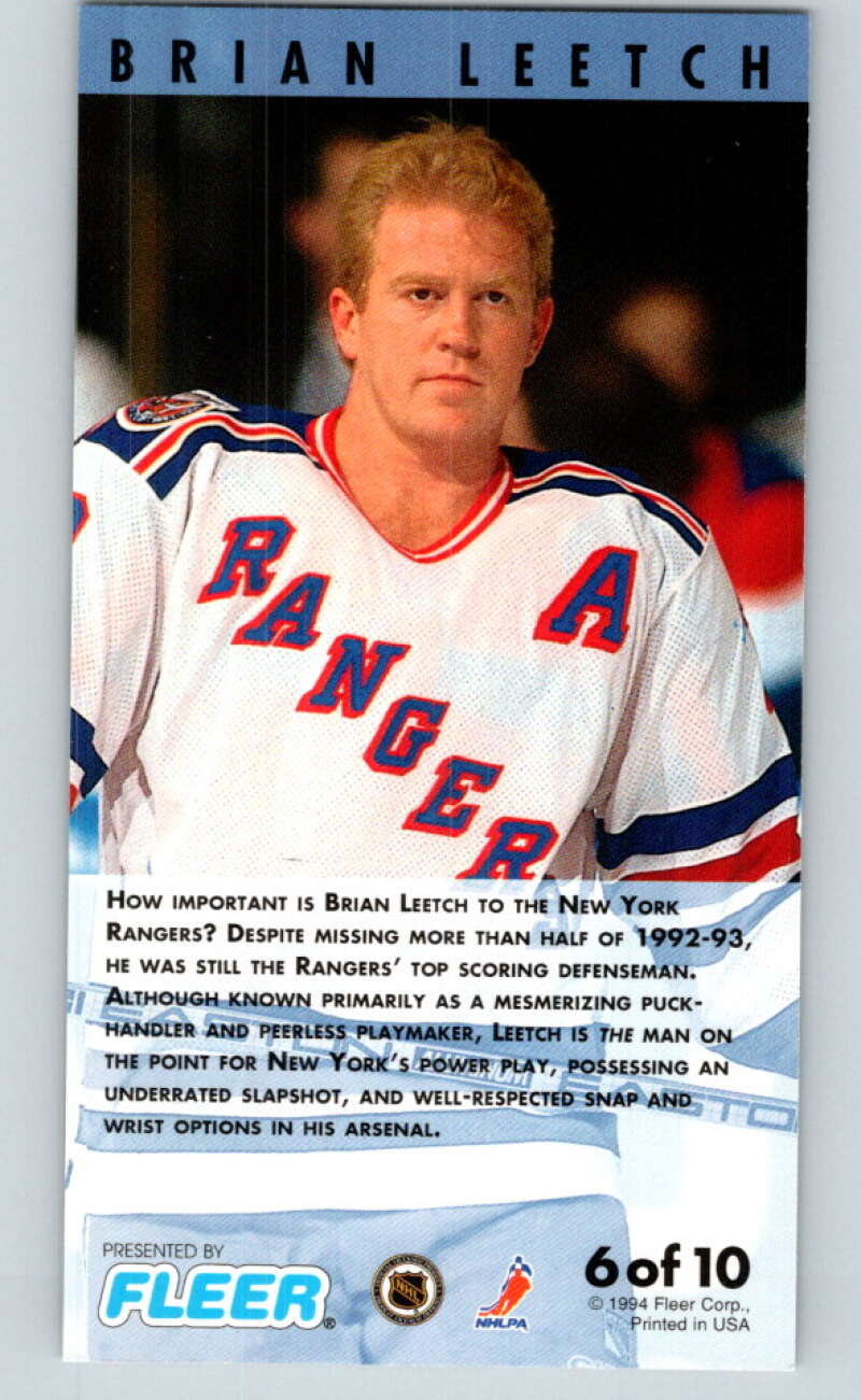 1993-94 PowerPlay Slapshot Artists #6 Brian Leetch V78263 Image 2