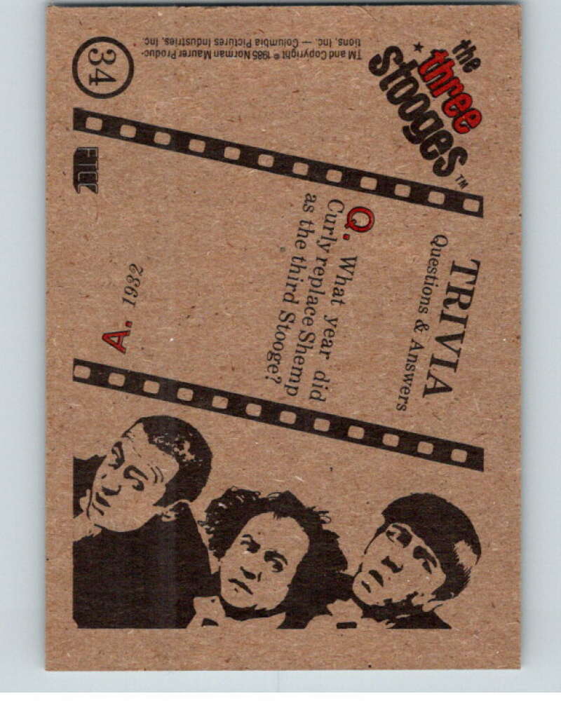 1985 The Three Stooges #34 What year did Curly replace.. V78325 Image 2