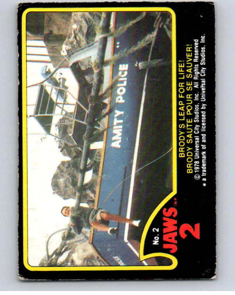 1978 Jaws 2 OPC #2 Brody's Leap for Life!/Brody.. V78339 Image 1