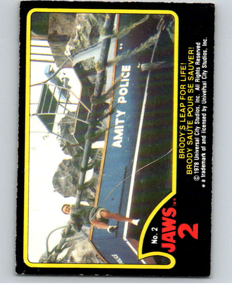 1978 Jaws 2 OPC #2 Brody's Leap for Life!/Brody.. V78340 Image 1
