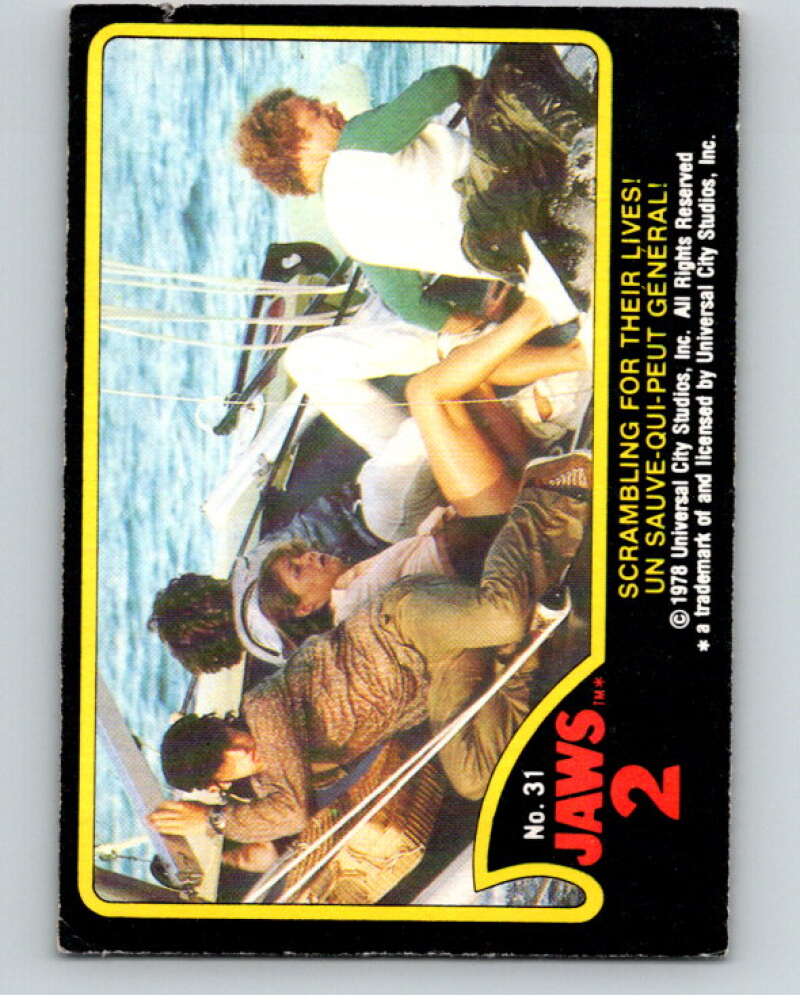 1978 Jaws 2 OPC #31 Scrambling for Their Lives!/Un.. V78391 Image 1