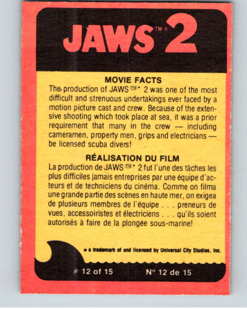 1978 Jaws 2 OPC #53 Aiming Against the Monster!/Feu.. V78417 Image 2