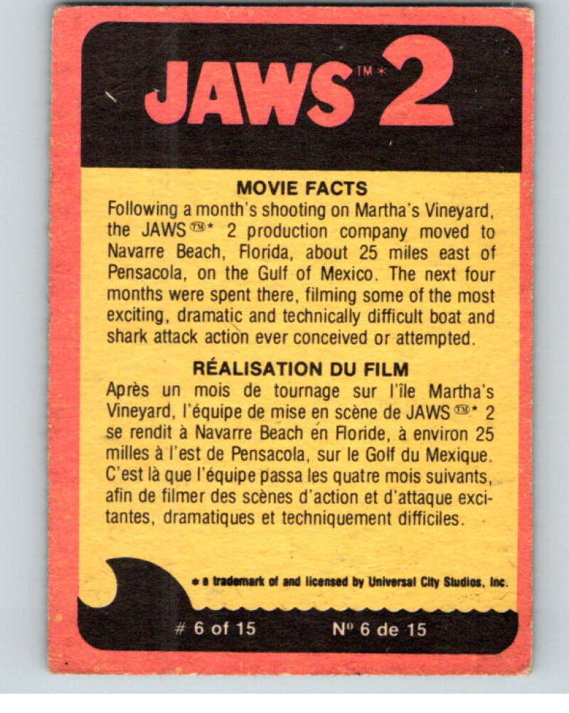 1978 Jaws 2 OPC #54 Sea Explorer/L'Explorateur De La Mer V78420 Image 2