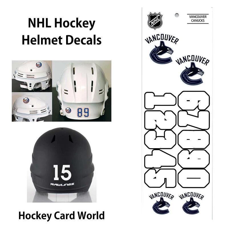 Vancouver Canucks (WHITE) Hockey Helmet Decals Set - Numbers & Logos Image 1