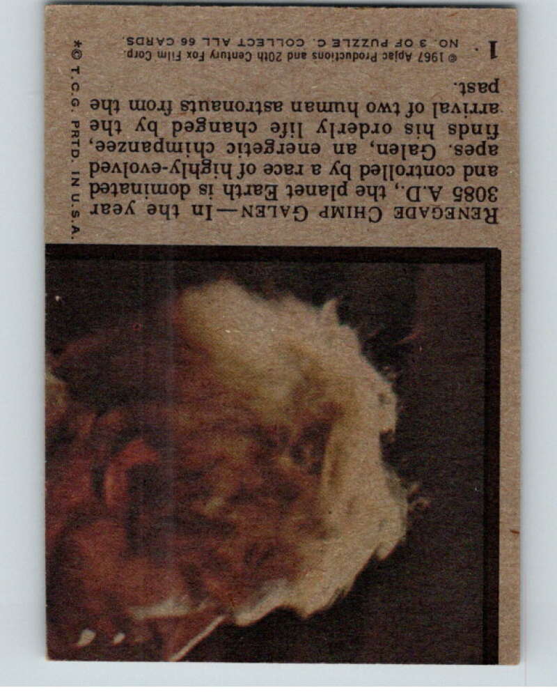 1967 Topps Planet of the Apes #1 Renegade Chimp V78627 Image 2