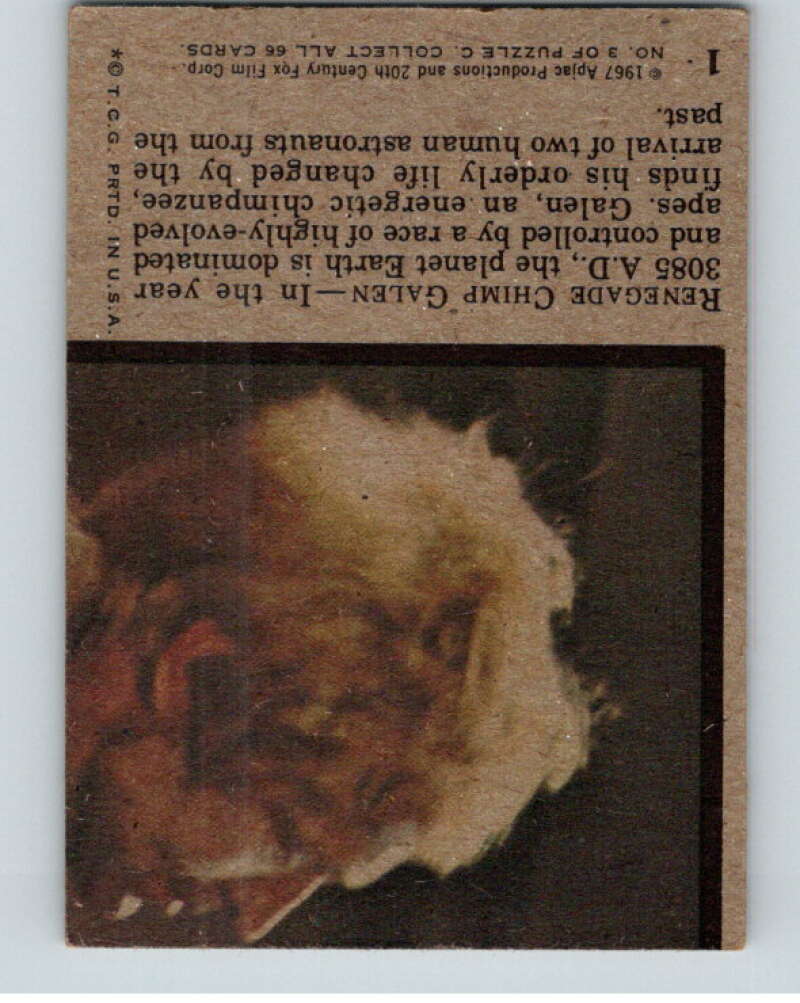 1967 Topps Planet of the Apes #1 Renegade Chimp V78628 Image 2