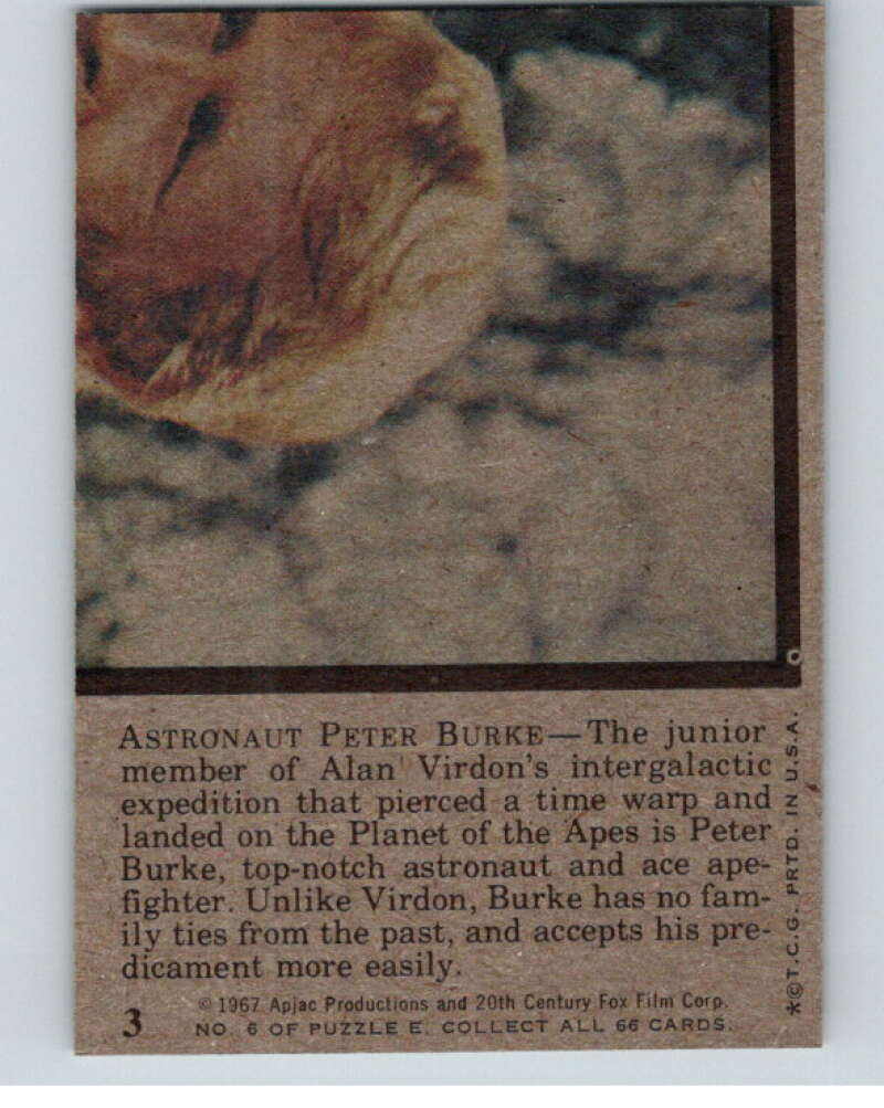 1967 Topps Planet of the Apes #3 Astronaut Burke  V78631 Image 2