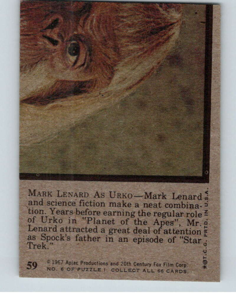 1967 Topps Planet of the Apes #59 Mark Lenard Urko V78700 Image 2