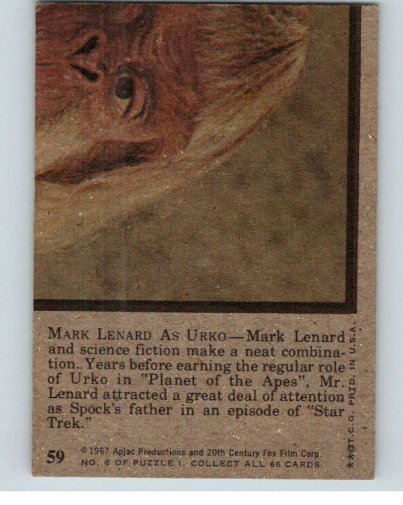 1967 Topps Planet of the Apes #59 Mark Lenard Urko  V78701 Image 2