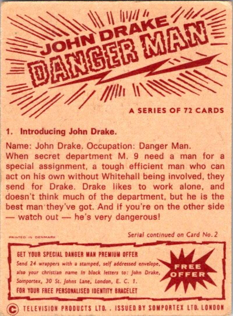 1965 John Drake Danger Man #1 Introducing John Drake V78715 Image 2