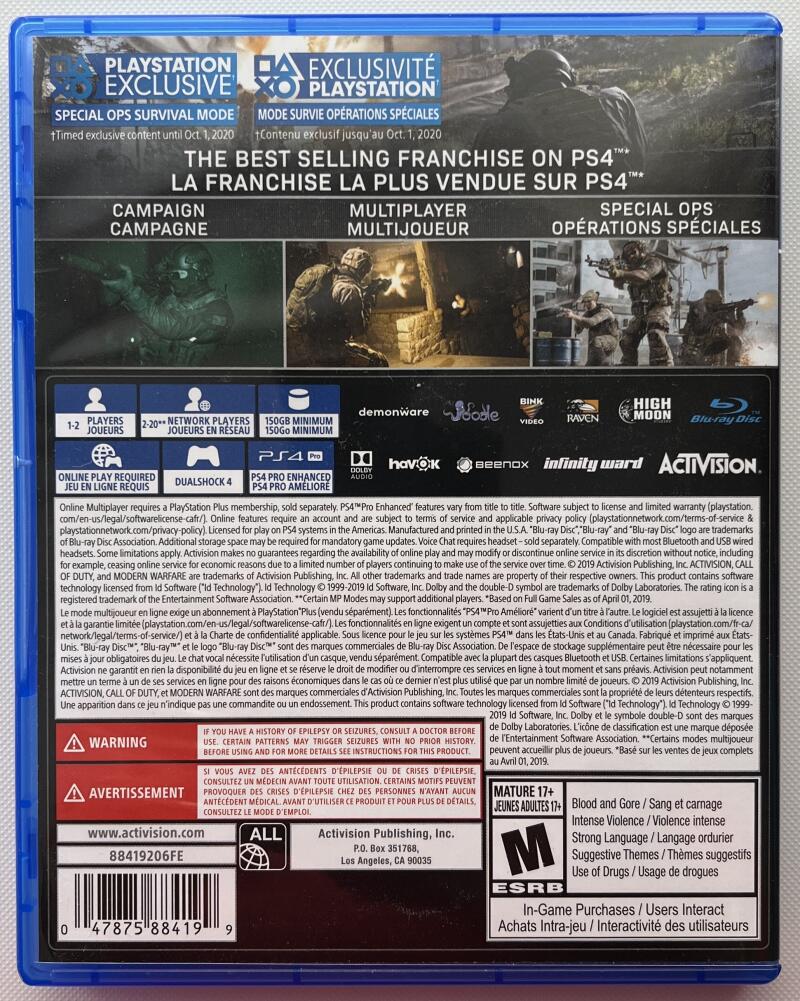 PS4 Activision Call of Duty Advanced Modern Warfare Video Game - Tested No Issues Image 2