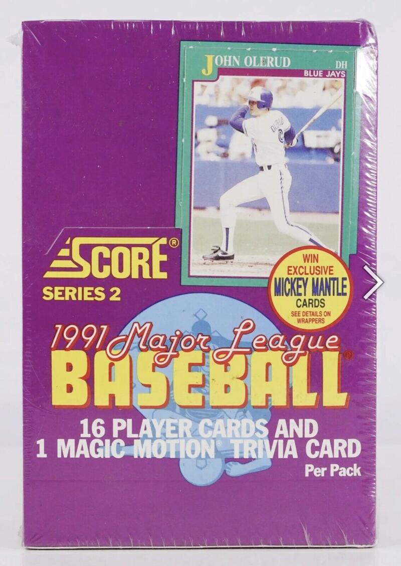 1991 Score Series 2 Baseball Hobby Wax Box CASE - Sealed 20 Box Case Image 4