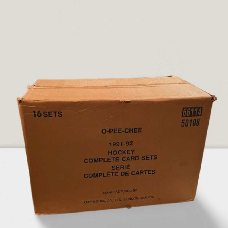 1991-92 O-P-Pee-Chee Factory Sets Hockey Hobby Wax Case - 16 Sets / Case Image 1