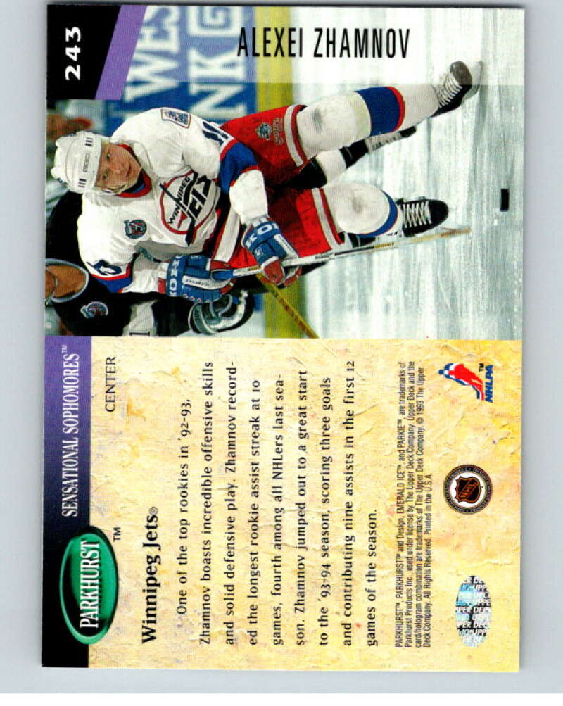 1993-94 Parkhurst Emerald Ice #243 Alexei Zhamnov Winnipeg Jets V78777 Image 2