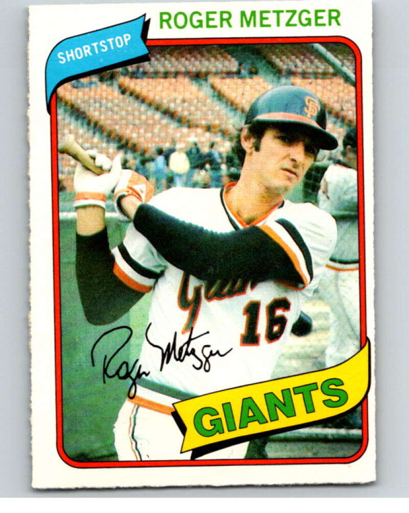 1980 O-Pee-Chee #164 Roger Metzger San Francisco Giants V79330 Image 1