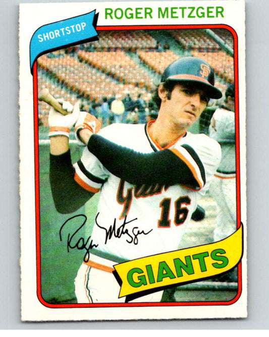 1980 O-Pee-Chee #164 Roger Metzger  San Francisco Giants  V79334 Image 1