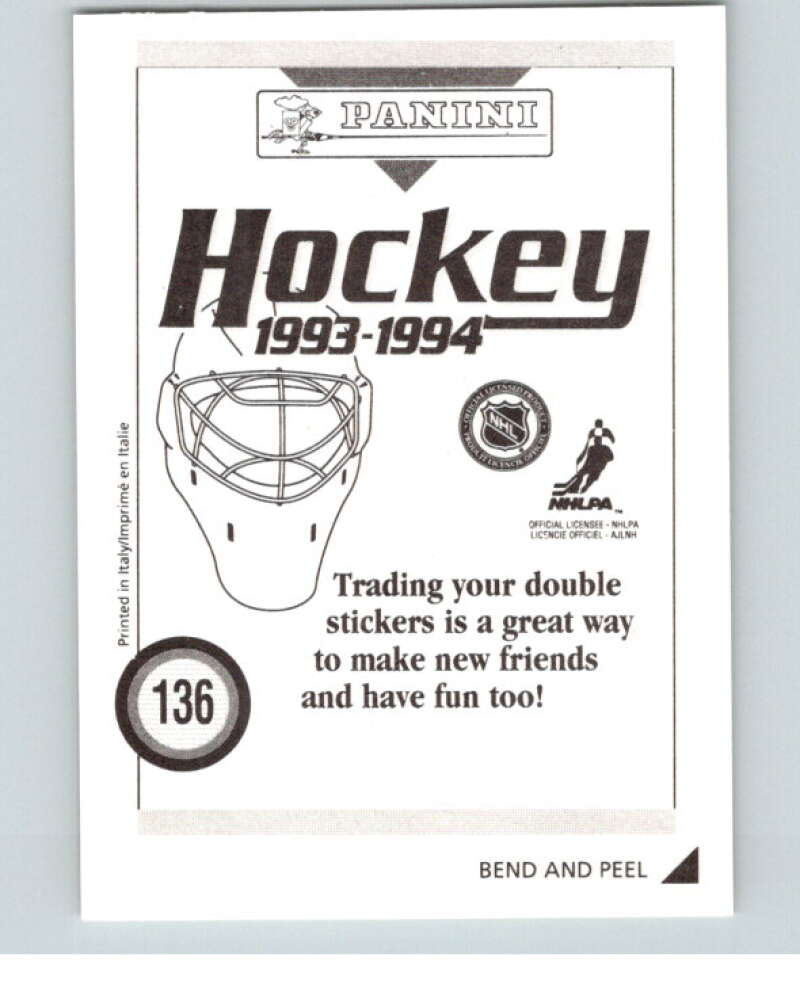 1993-94 Panini Stickers #136 Mario Lemieux Pittsburgh Penguins V80609 Image 2