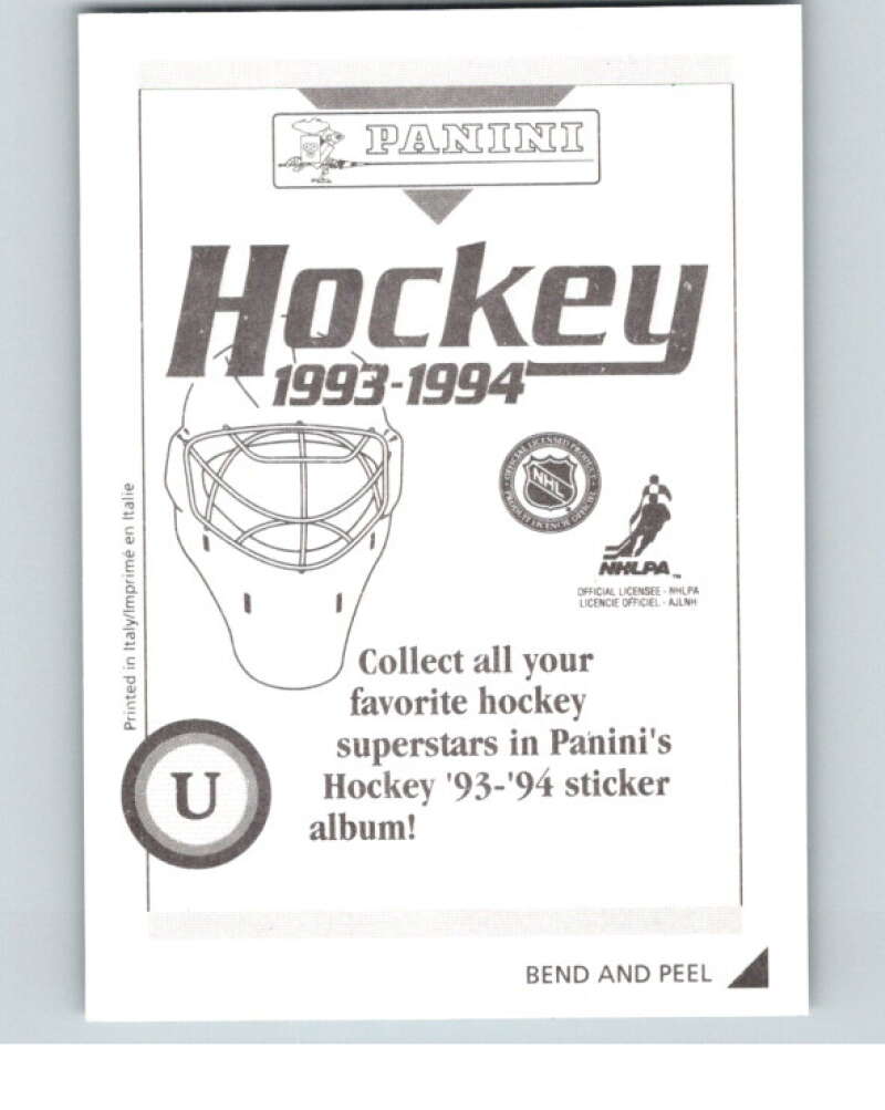 1993-94 Panini Stickers #U Bill Ranford Edmonton Oilers V80808 Image 2