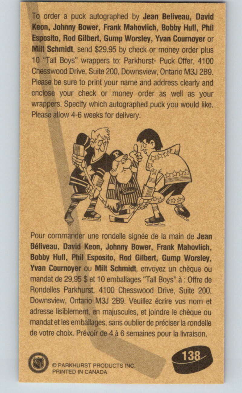 1994-95 Parkhurst Tall Boys #138 Stan Mikita AS Blackhawks V81171 Image 2