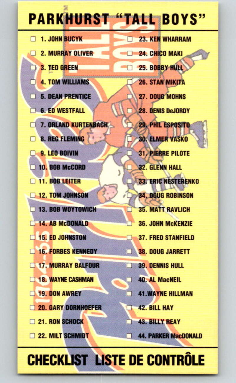1994-95 Parkhurst Tall Boys #179 Checklist 1 V81279 Image 1