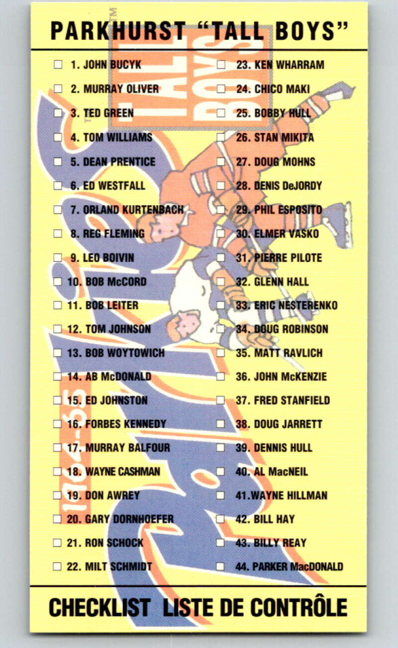 1994-95 Parkhurst Tall Boys #179 Checklist 1 V81280 Image 1
