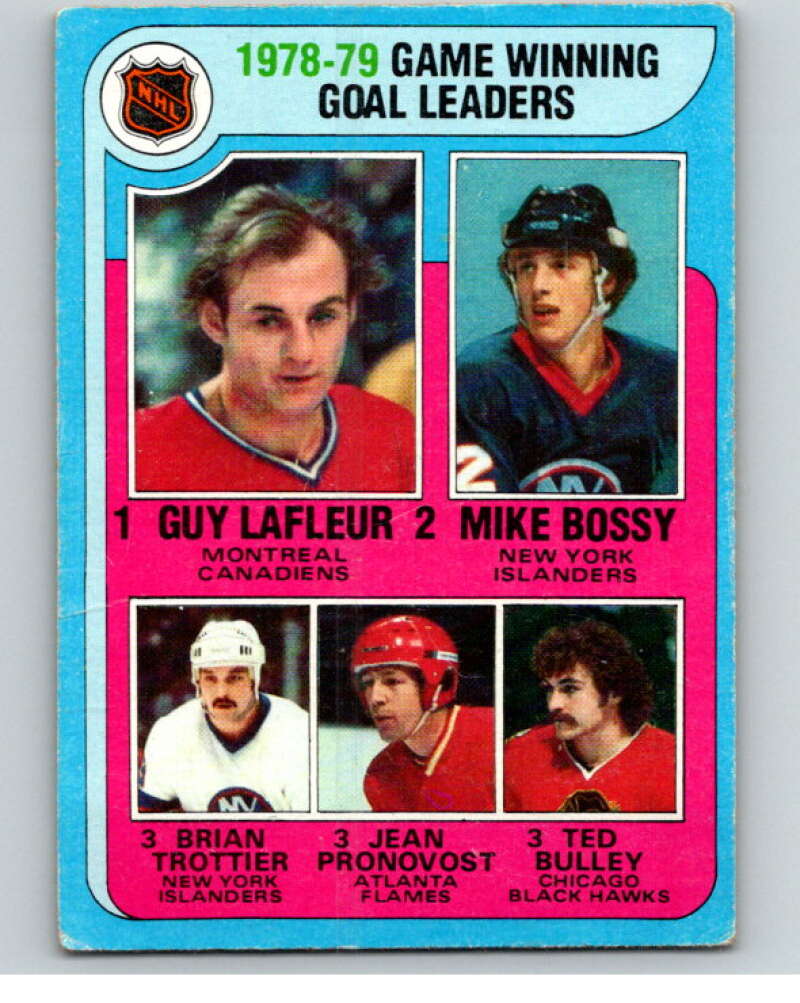 1979-80 Topps #7 Lafleur/Bossy/Trottier/Pronovost/Bulley LL V81301 Image 1