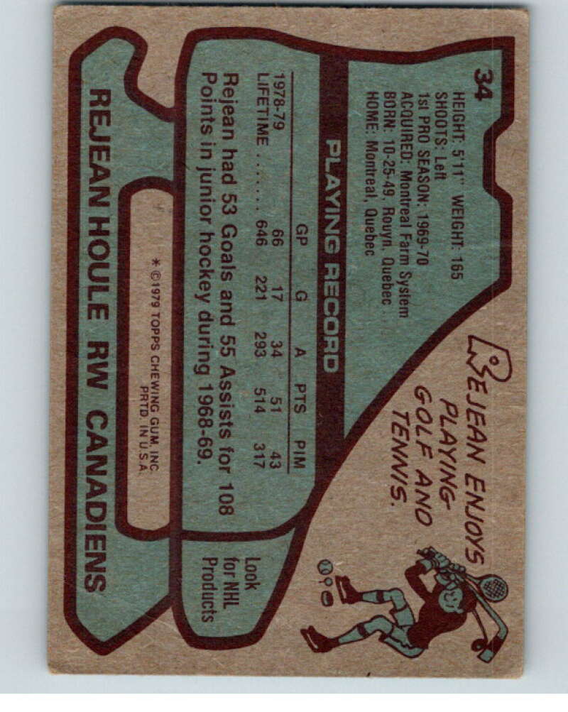 1979-80 Topps #34 Rejean Houle Montreal Canadiens V81383 Image 2