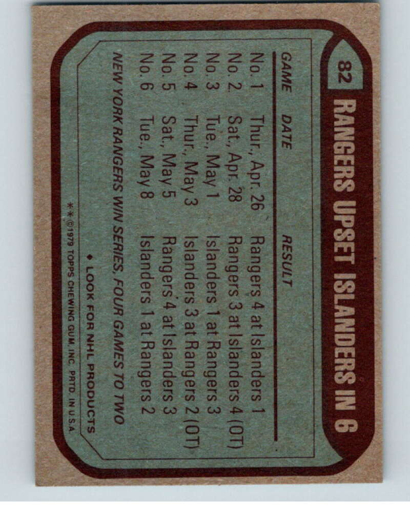 1979-80 Topps #82 Semi-finals: Rangers vs. Islanders TC V81513 Image 2