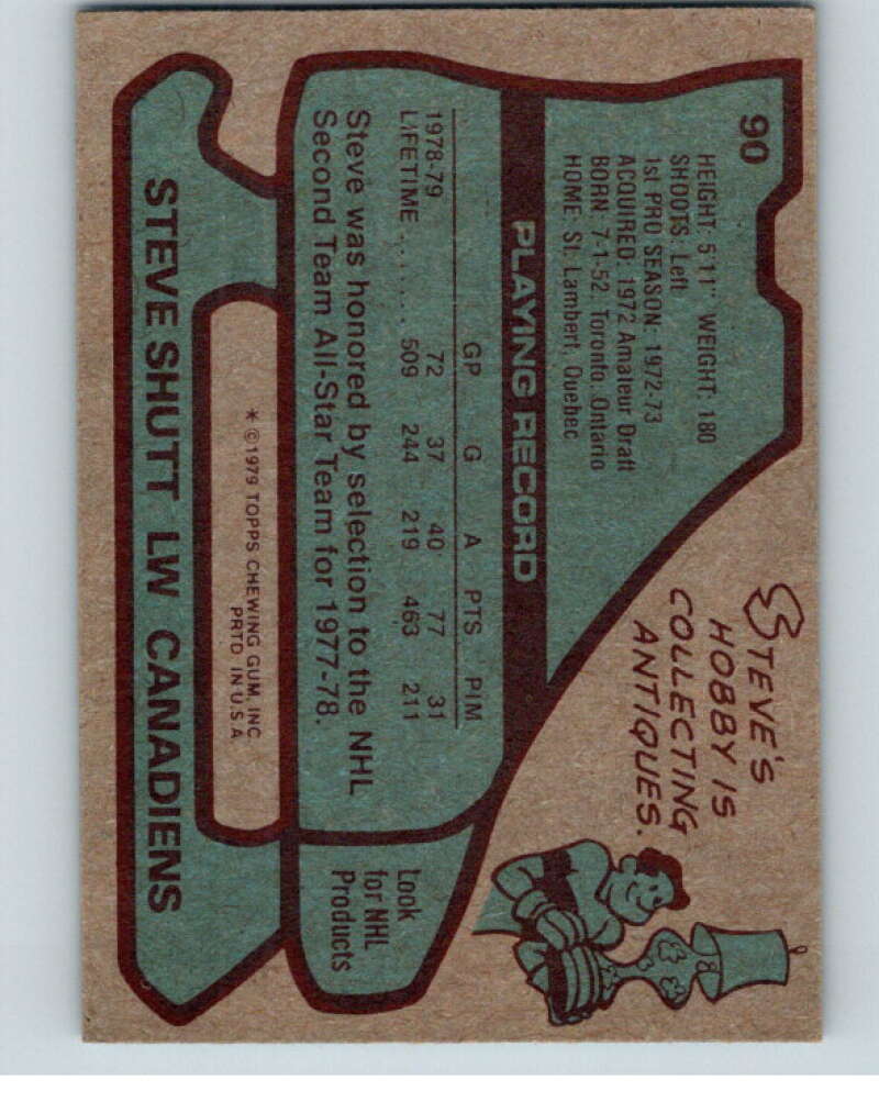 1979-80 Topps #90 Steve Shutt Montreal Canadiens V81533 Image 2