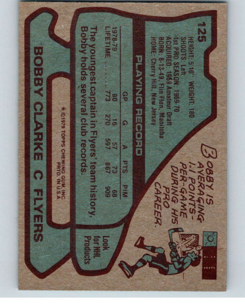 1979-80 Topps #125 Bobby Clarke Philadelphia Flyers V81626 Image 2