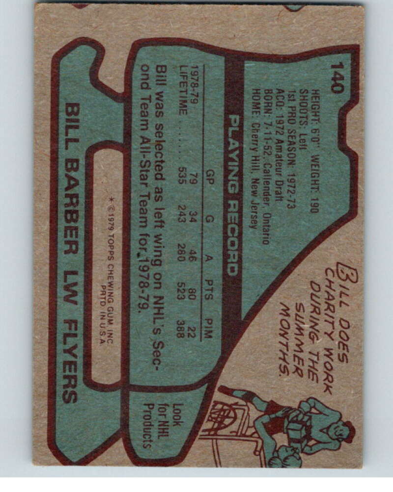 1979-80 Topps #140 Bill Barber AS Philadelphia Flyers V81665 Image 2