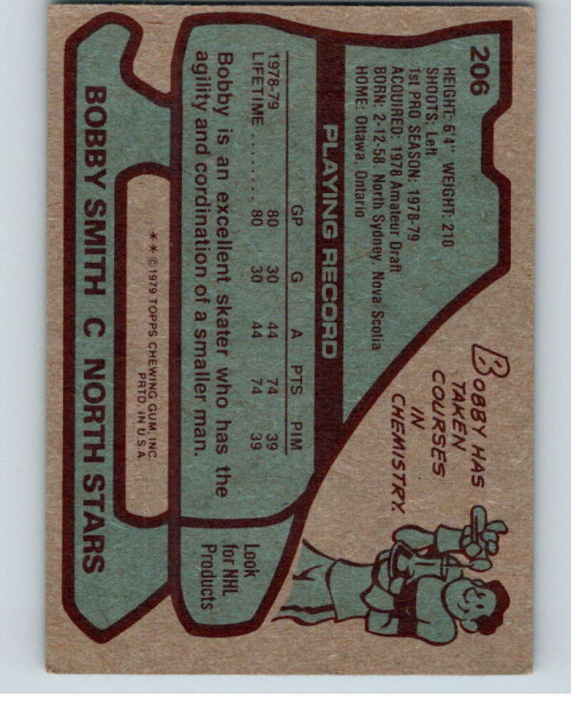 1979-80 Topps #206 Bobby Smith RC Rookie Minnesota North Stars V81855 Image 2
