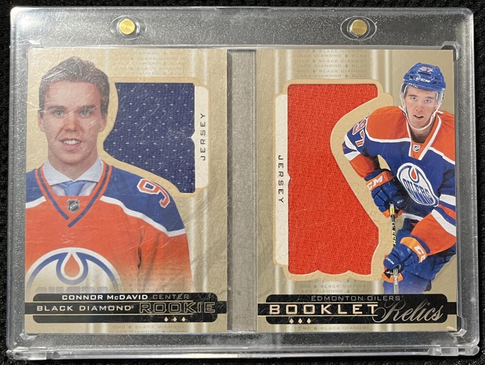 2015-16 UD Black Diamond Connor McDavid Rookie RC Booklet Relics 262/299 Image 1