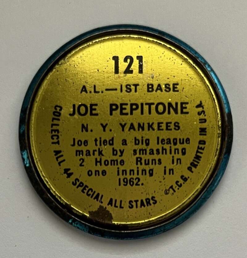1964 Topps Coins Baseball #121 Joe Pepitone AS  New York Yankees  V82029 Image 2