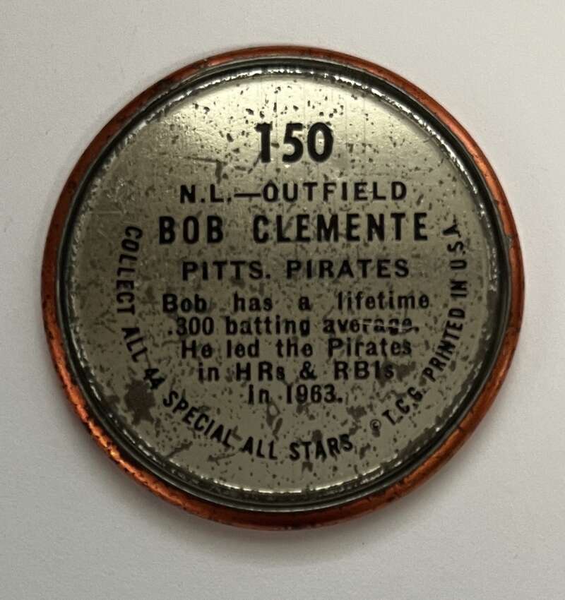 1964 Topps Coins Baseball #150 Roberto Clemente AS Pittsburgh Pirates V82044 Image 2