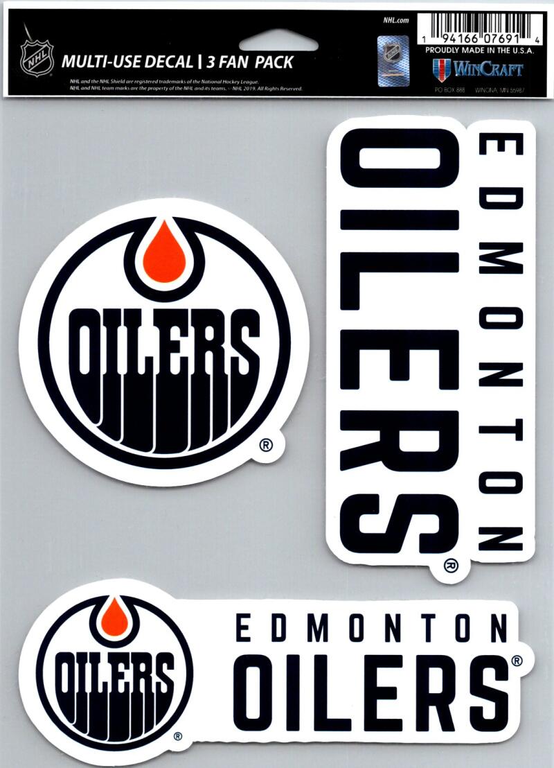 Edmonton Oilers 8" x 5.25" Die-Cut Premium Vinyl Decal Sheet Set of 3 Image 1