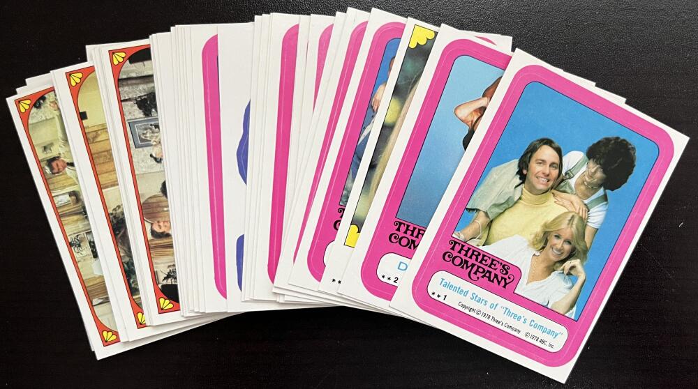 1978 Three's Company TV Show Trading Card Complete Sticker Set 1-44 Mint - V82119 Image 1
