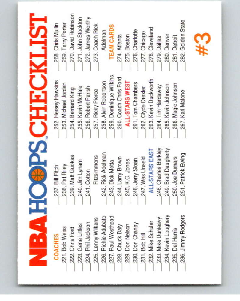 1991-92 Hoops #329 Checklist 2 UER V82430 Image 1