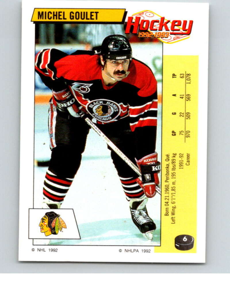 1992-93 Panini Stickers Hockey #6 Michel Goulet Chicago Blackhawks V82456 Image 1