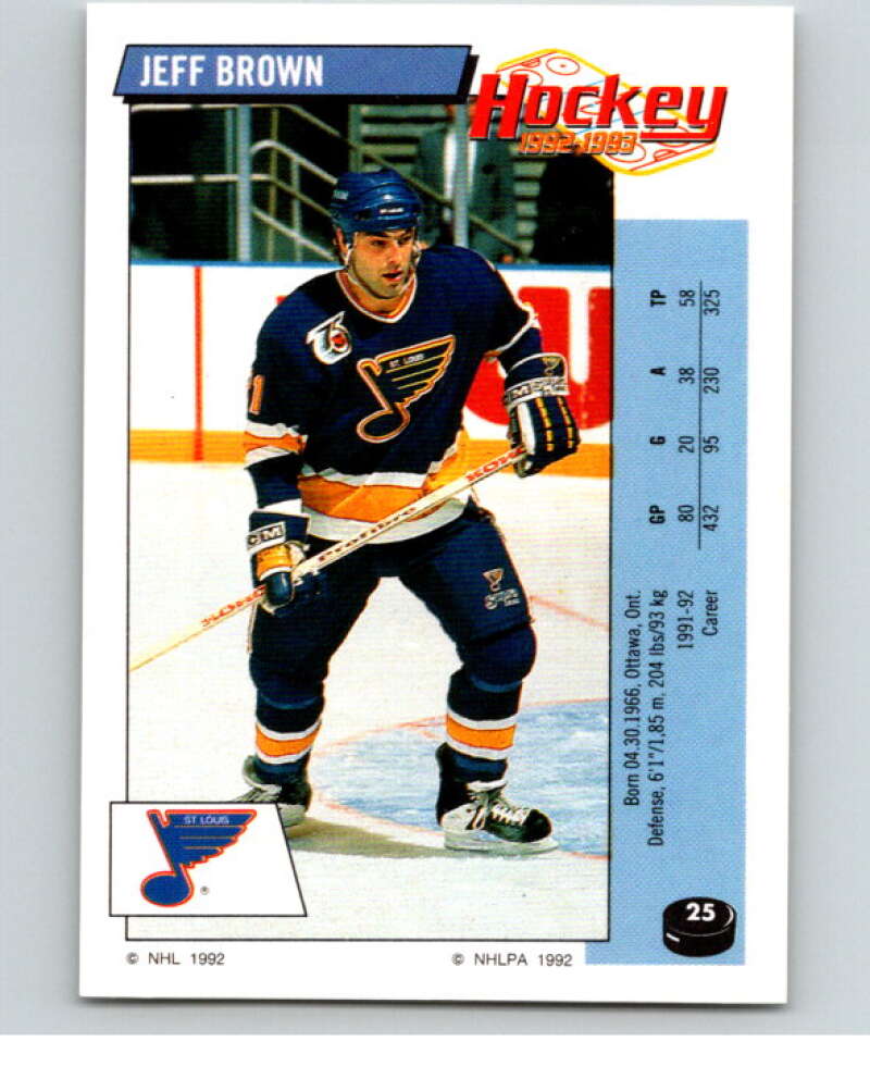 1992-93 Panini Stickers Hockey #25 Jeff Brown St. Louis Blues V82495 Image 1